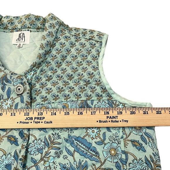 Anthropologie DRA Los Angeles Quilted Vest Medium Floral Cottagecore Prairie Zip - Picture 9 of 12